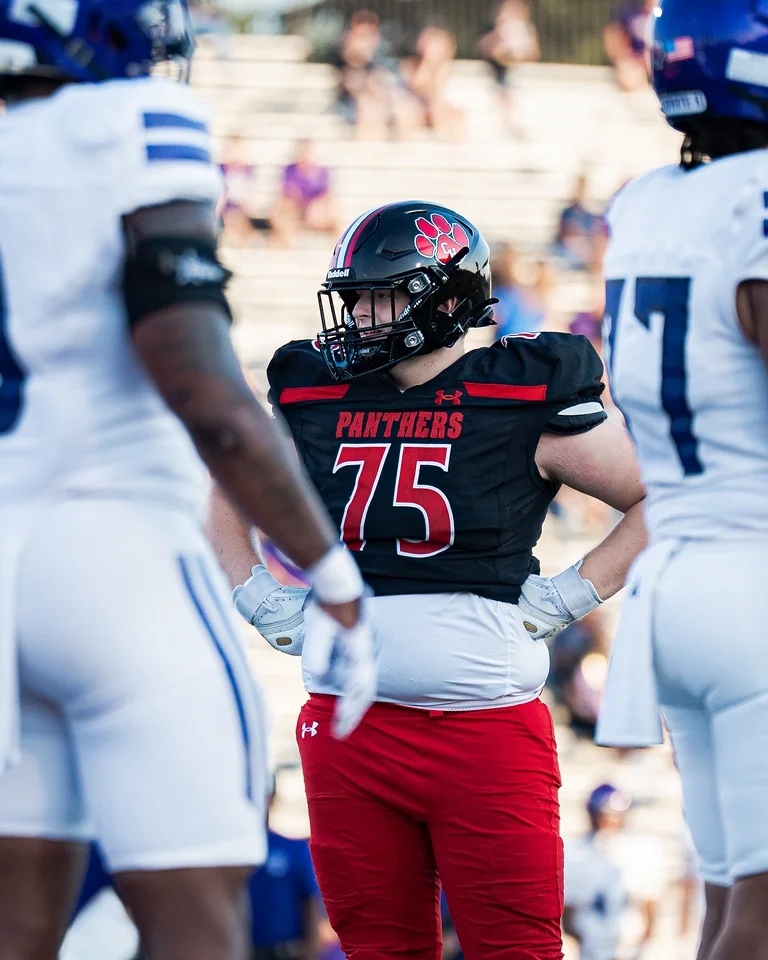 Ben Payne (#75) on the field during his varsity debut against Anna